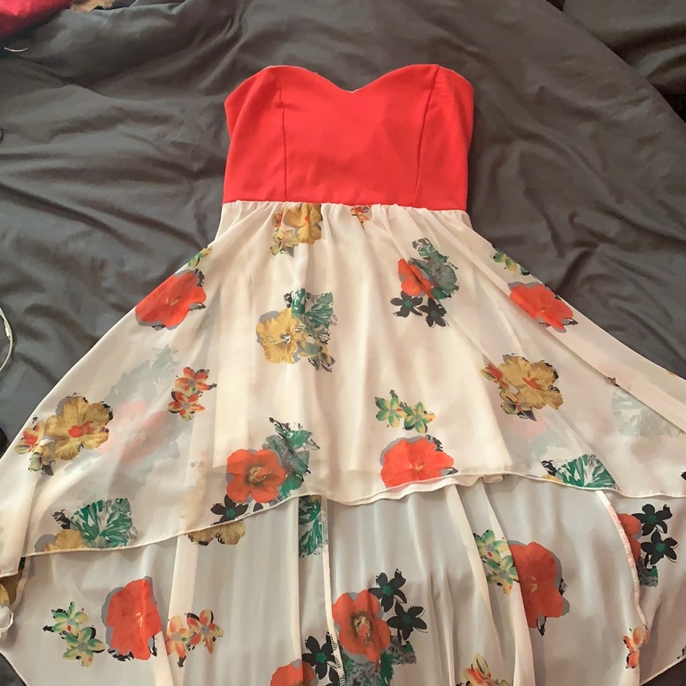 Joyce Leslie High Low Floral Strapless Dress